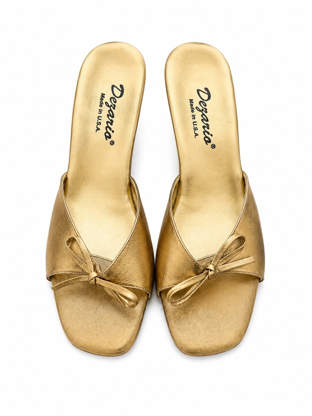 Vintage Dezario Gold Knot-Detail Wedge Slides